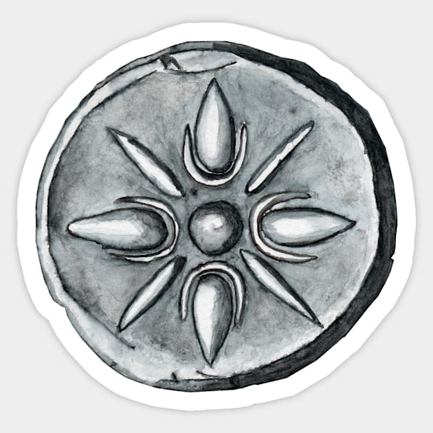 Miletus Star Coin Original Watercolor Sticker by WillowNox7